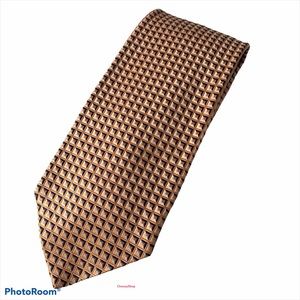 Silk Tie Luxury ZEGNA Orange Navy & Cream Windowpane Squares Tie